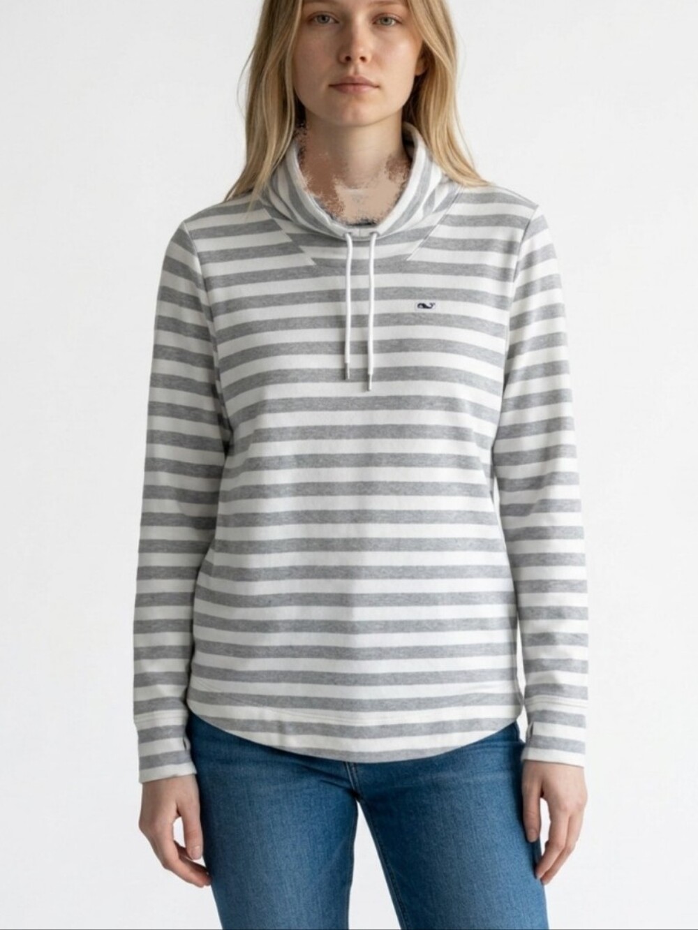 Vineyard Vines Stripe Pullover in Gray/White Combo XS